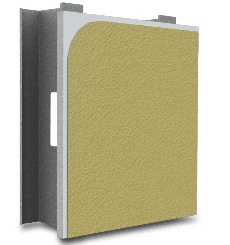 Gold Coat liquid applied membrane vapour sealant applied over DensGlass sheathing on steel framing, demonstrating effective moisture barrier in wall assembly