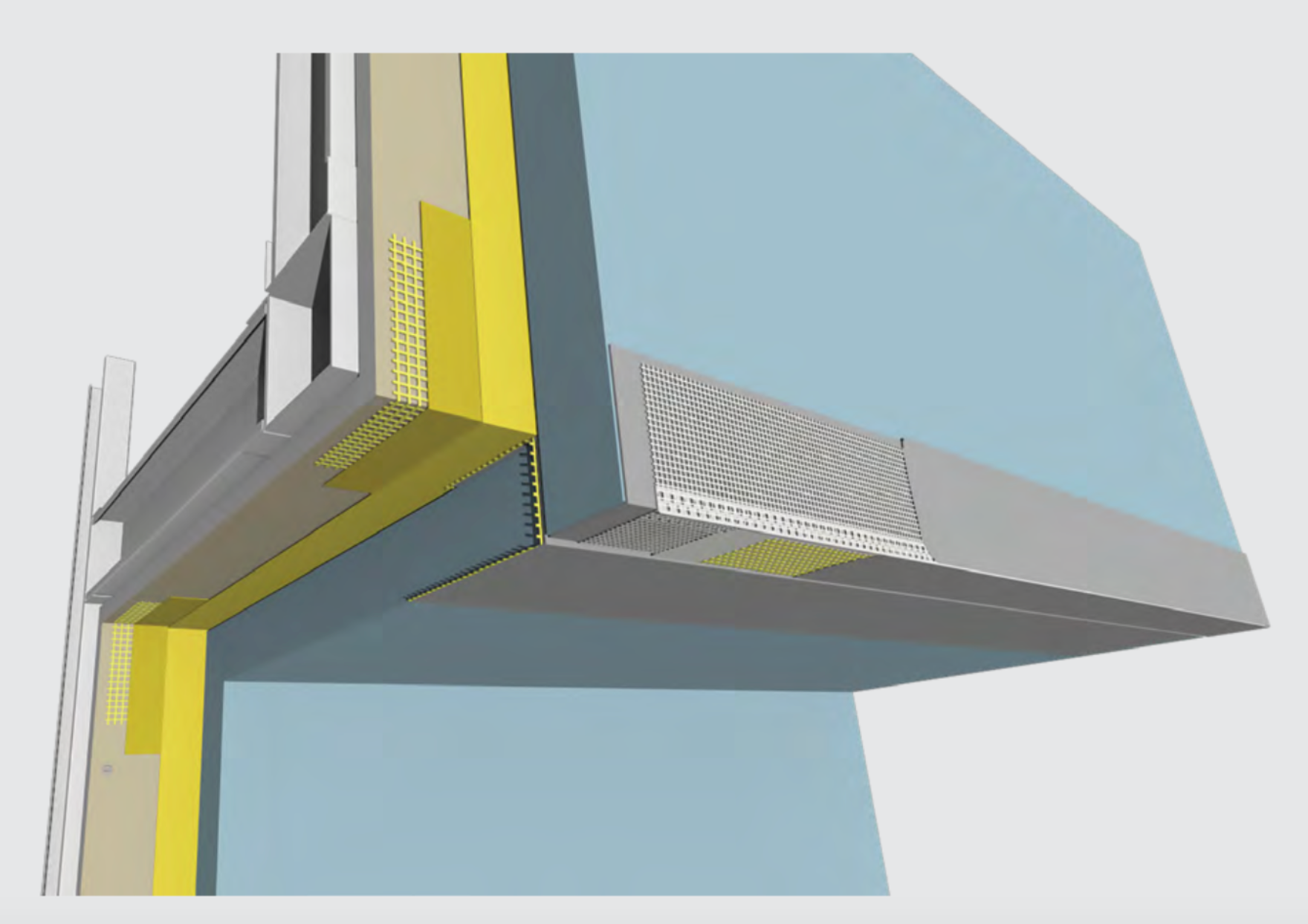 Diagram showing drip edge installation on Sto EIFS assembly with detailed layers and components