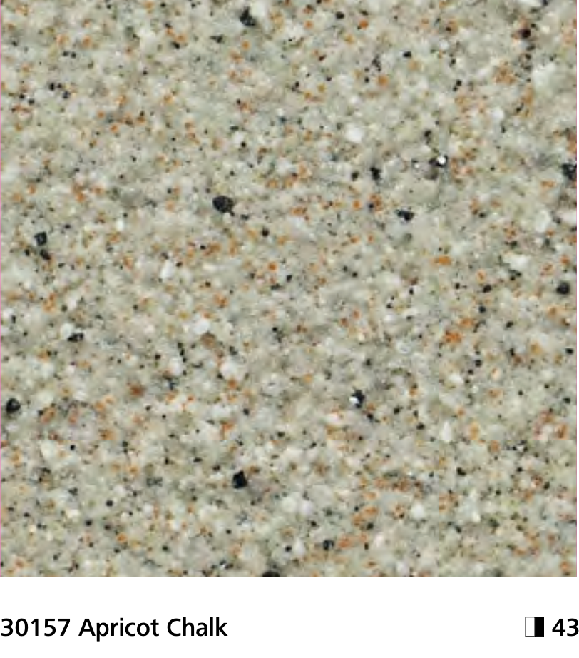 Sto Granitex close-up showing stucco texture in Apricot Chalk colour, code 30157