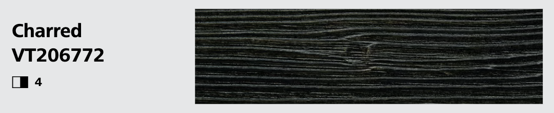 Stocast wood with Stocolor woodstain Charred close-up showing textured wood finish, colour code VT206772
