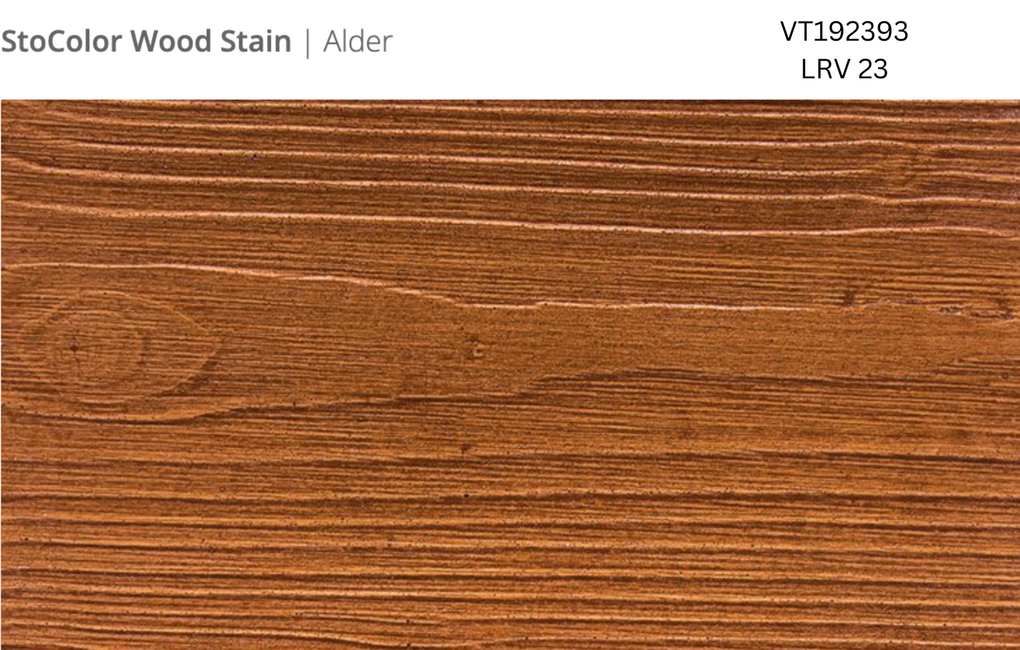 Close-up of Stocast wood with Stocolor woodstain in Alder colour, code VT192393, showing textured wood finish