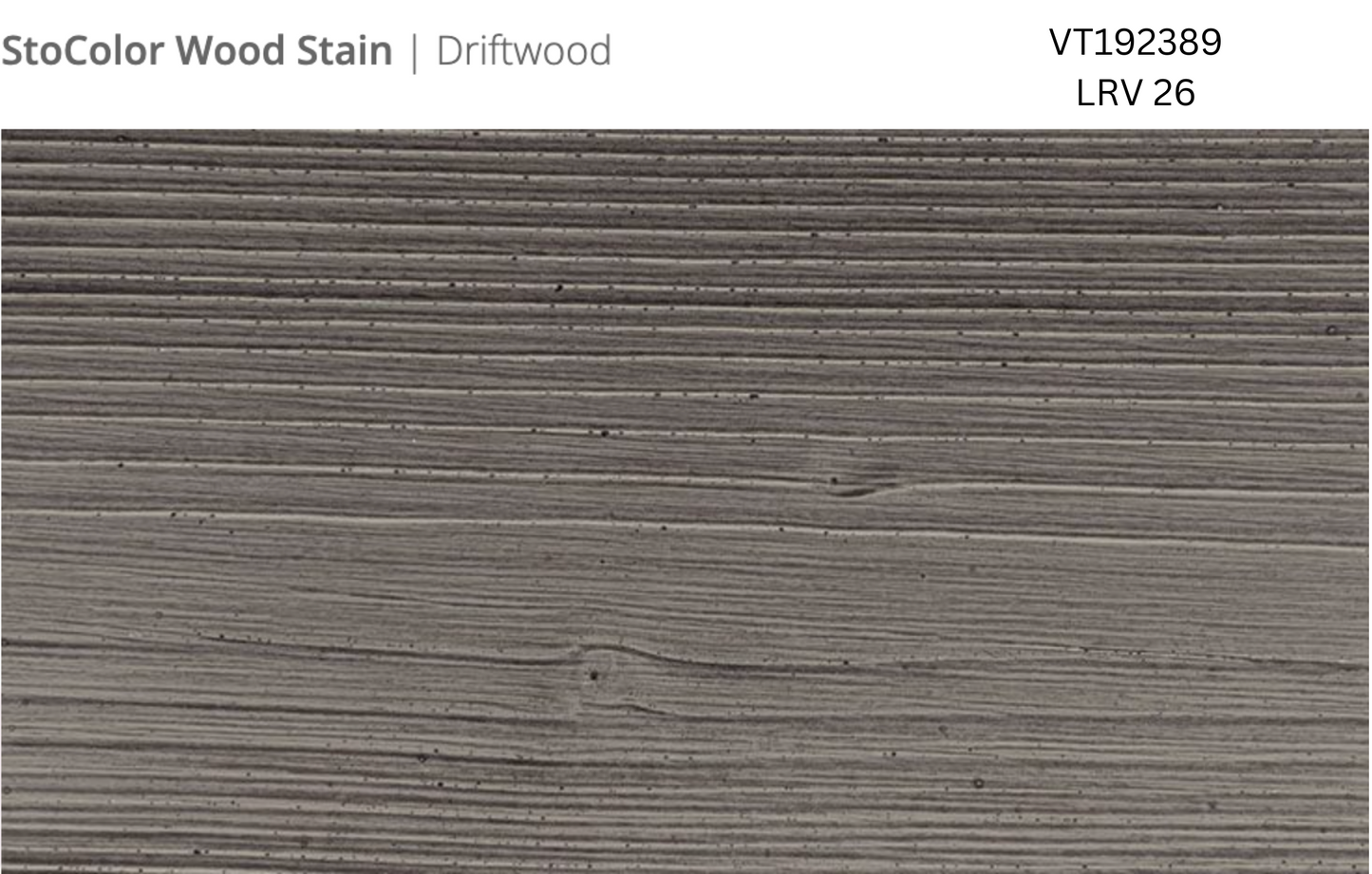 Close-up of Stocast wood with Stocolor woodstain in Driftwood colour, code VT192389, showing textured wood finish