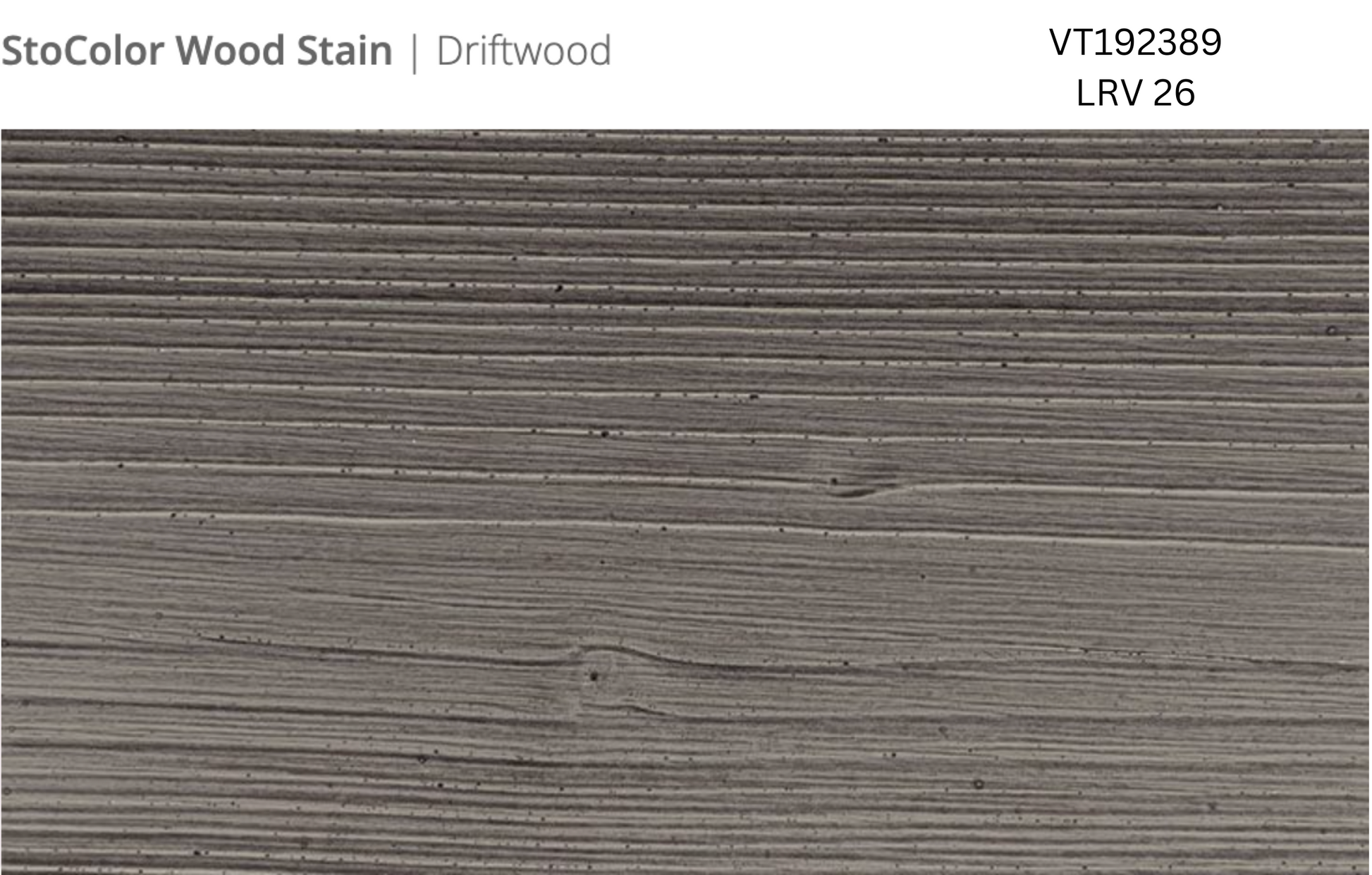 Close-up of Stocast wood with Stocolor woodstain in Driftwood colour, code VT192389, showing textured wood finish