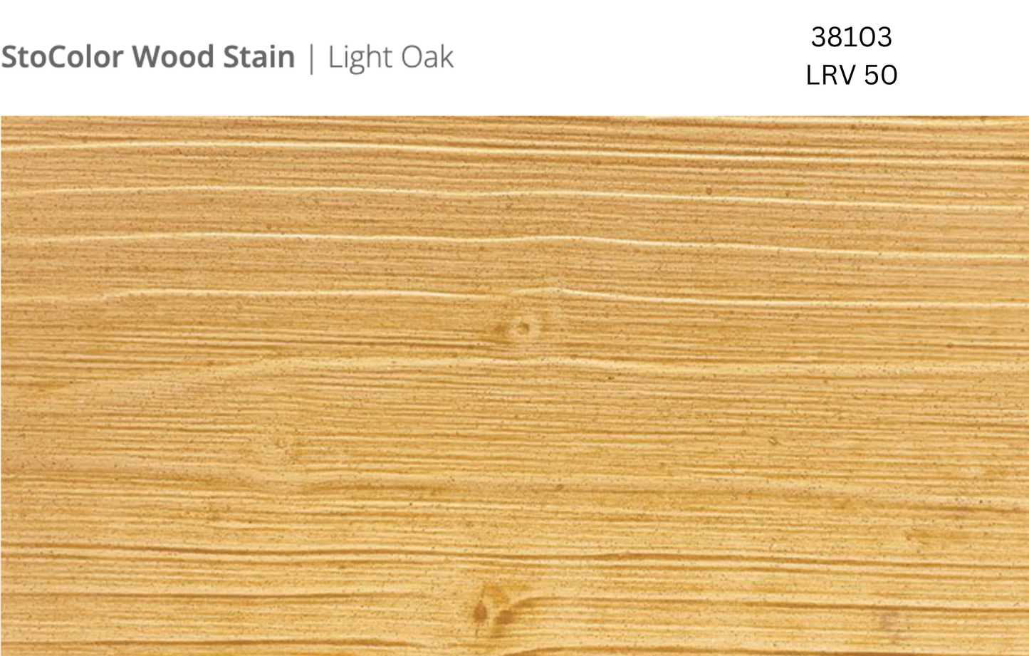 Close-up of Stocast wood with Stocolor woodstain in Light Oak colour, code 38103, showing textured wood finish
