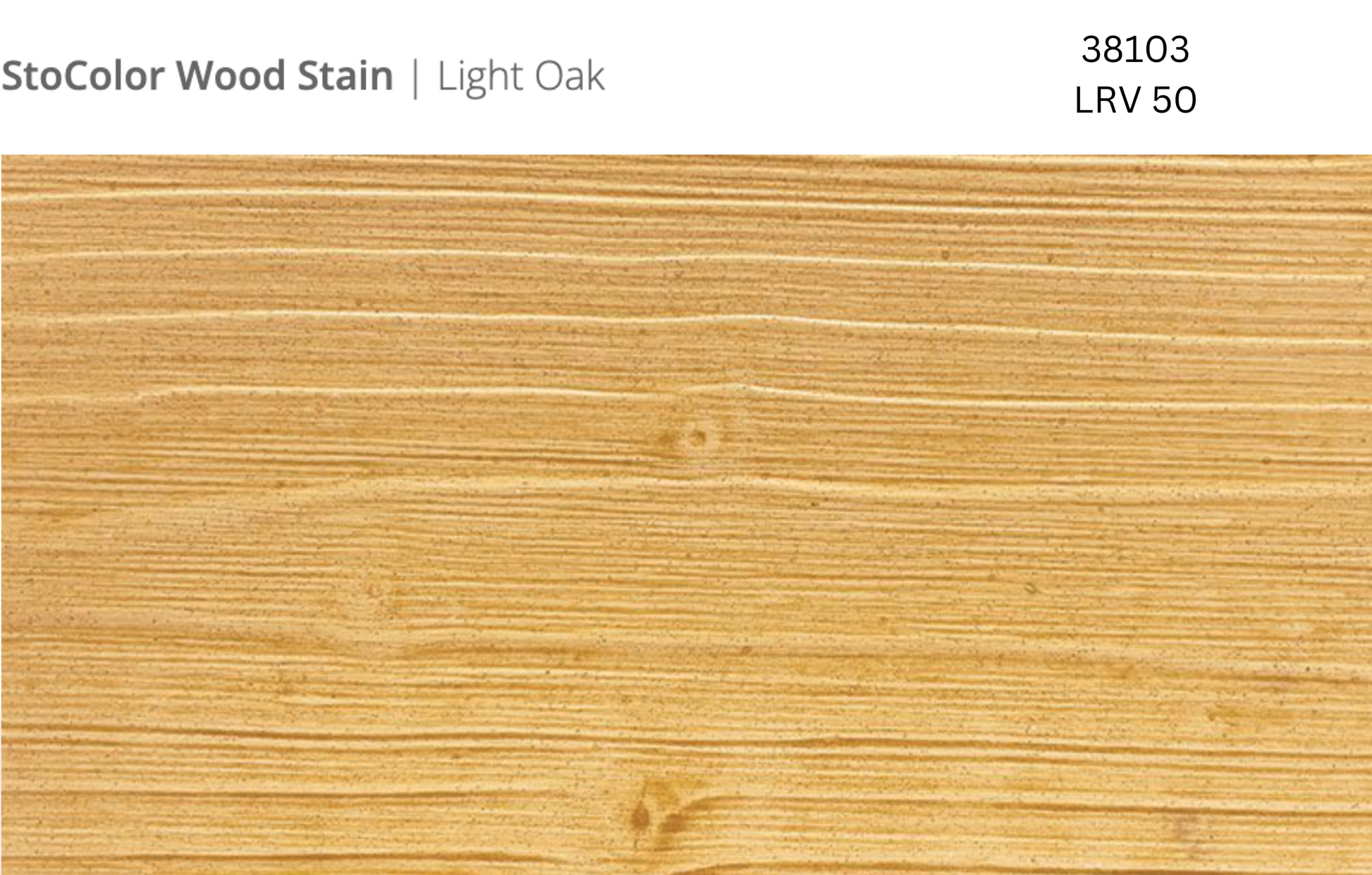 Close-up of Stocast wood with Stocolor woodstain in Light Oak colour, code 38103, showing textured wood finish