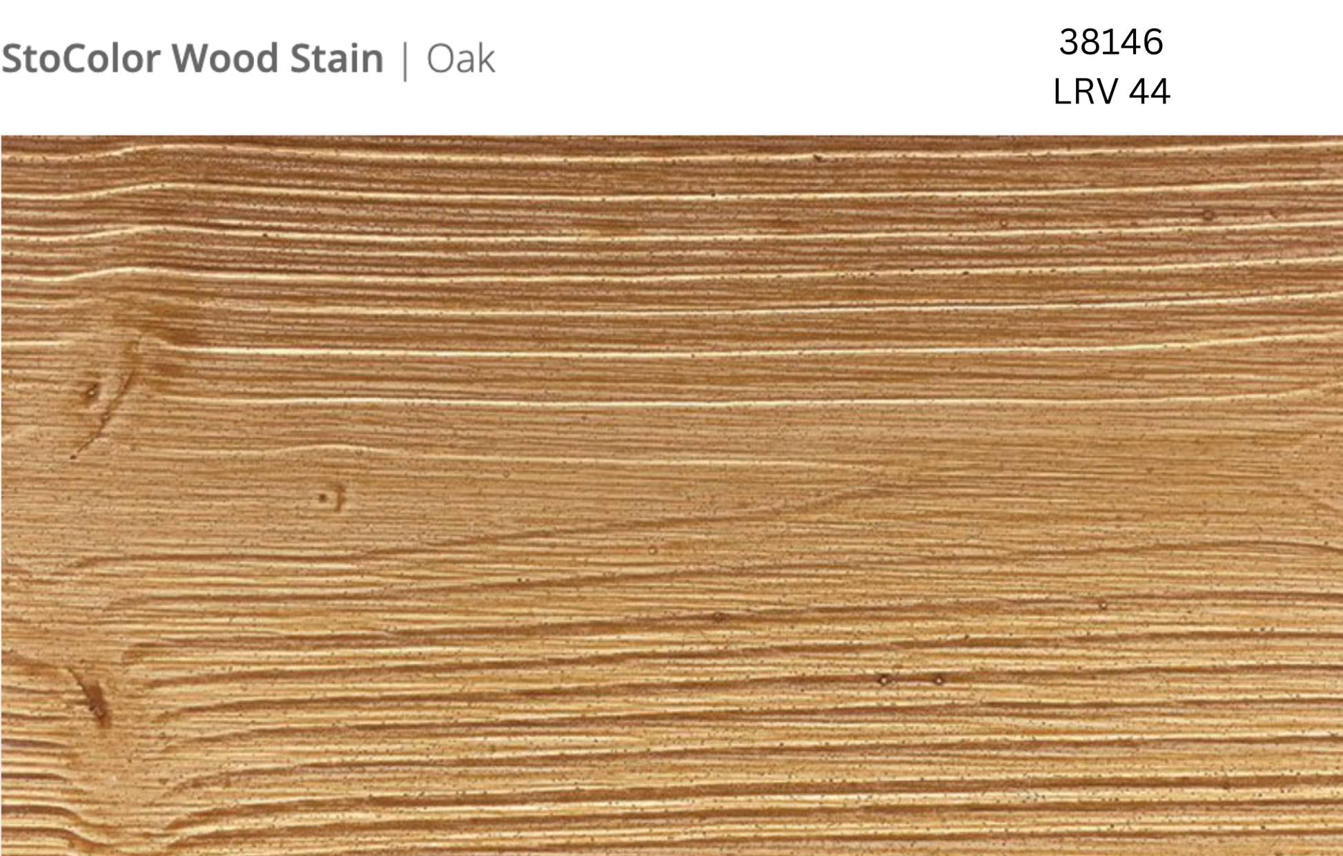Close-up of Stocast wood with Stocolor woodstain in Oak colour, code 38146, showing textured wood finish
