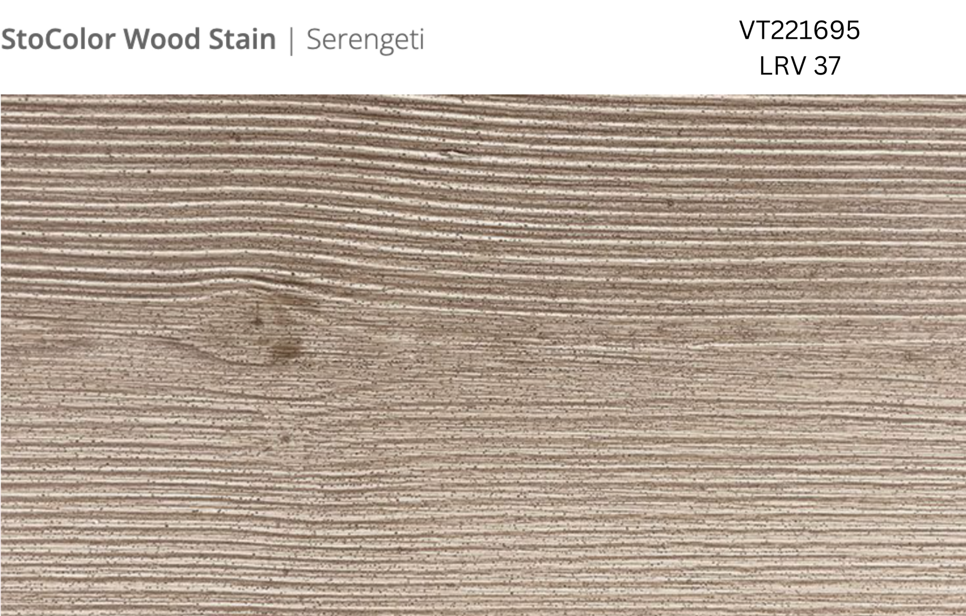 Close-up of Stocast wood with Stocolor woodstain in Serengeti colour, code VT221695, showing textured wood finish