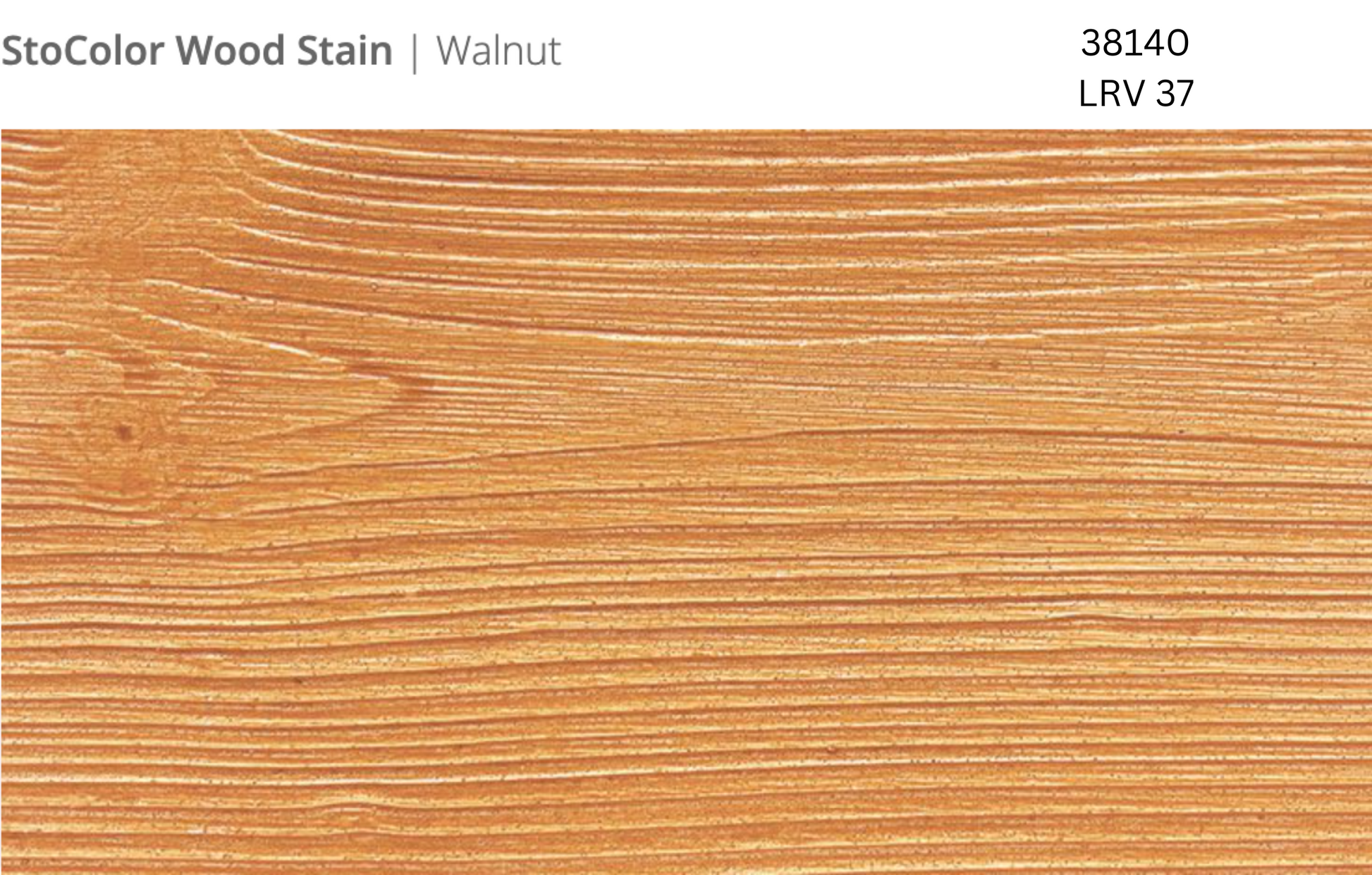 Close-up of Stocast wood with Stocolor woodstain in Walnut colour, code 38140, showing textured wood finish