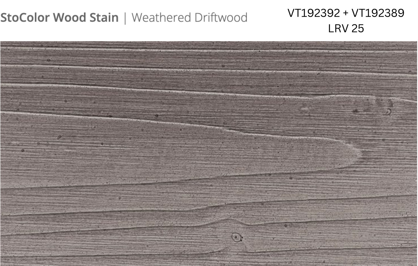 Stocast wood with Stocolor woodstain weathered driftwood close-up showing textured wood finish, colour codes VT192392 and VT192389