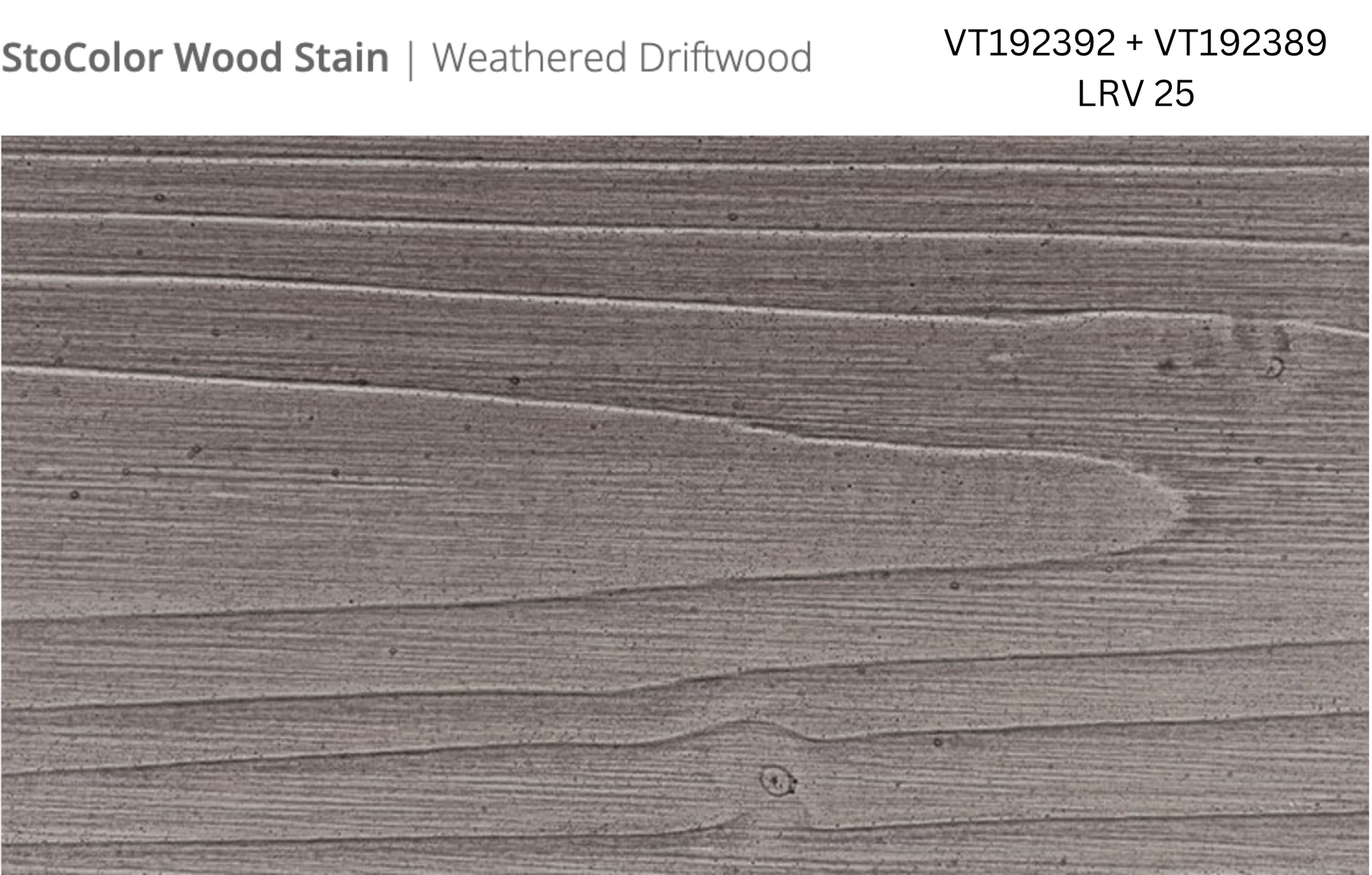 Stocast wood with Stocolor woodstain weathered driftwood close-up showing textured wood finish, colour codes VT192392 and VT192389