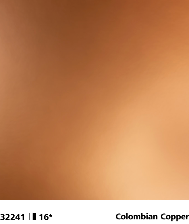 StoColor Metallic Topcoat close-up showing Colombian Copper colour, code 32241, with reflective stucco finish