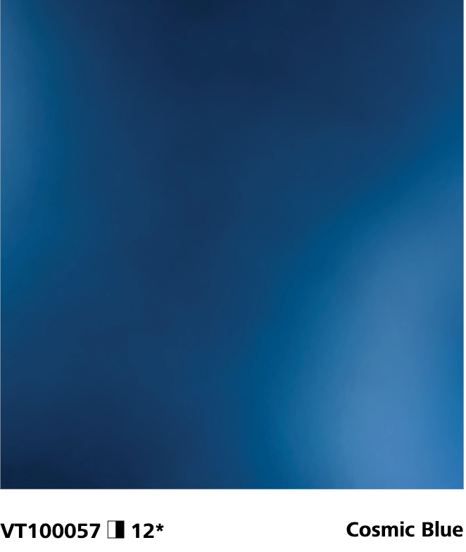 StoColor Metallic Topcoat close-up showing Cosmic Blue colour, code VT100057, with reflective stucco finish