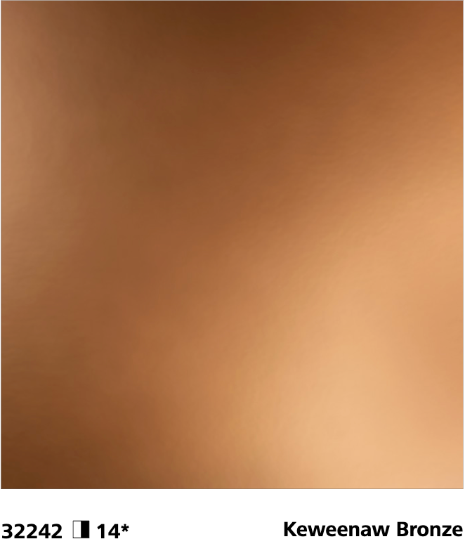 StoColor Metallic Topcoat close-up showing Keweenaw Bronze colour, code 32242, with reflective stucco finish