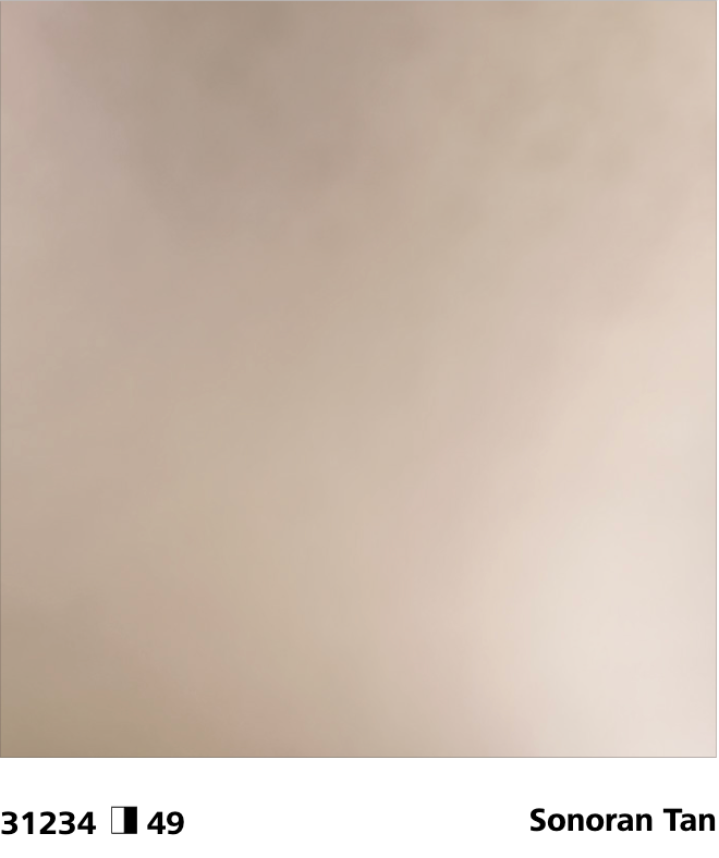 StoColor Metallic Topcoat close-up showing Sonoran Tan colour, code 31234, with reflective stucco finish