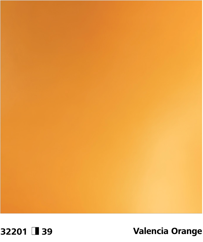 StoColor Metallic Topcoat close-up showing Valencia Orange colour, code 32201, with reflective stucco finish