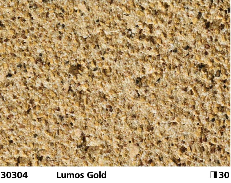 Close up of Stocreativ Lux specialty finish in Lumos Gold colour, code 30304, showing rich textured surface and colour details
