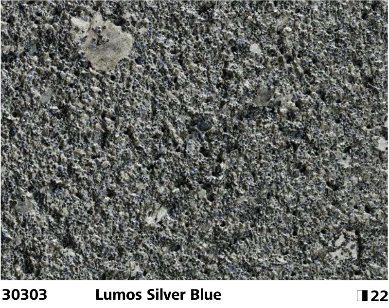 Close up of Stocreativ Lux specialty finish in Lumos Silver Blue colour, code 30303, showing texture and colour details