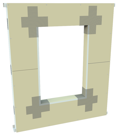 StoGuard RediCorner corner fabric bridging gaps in window opening corners, designed for easy and effective sealing compared to traditional methods