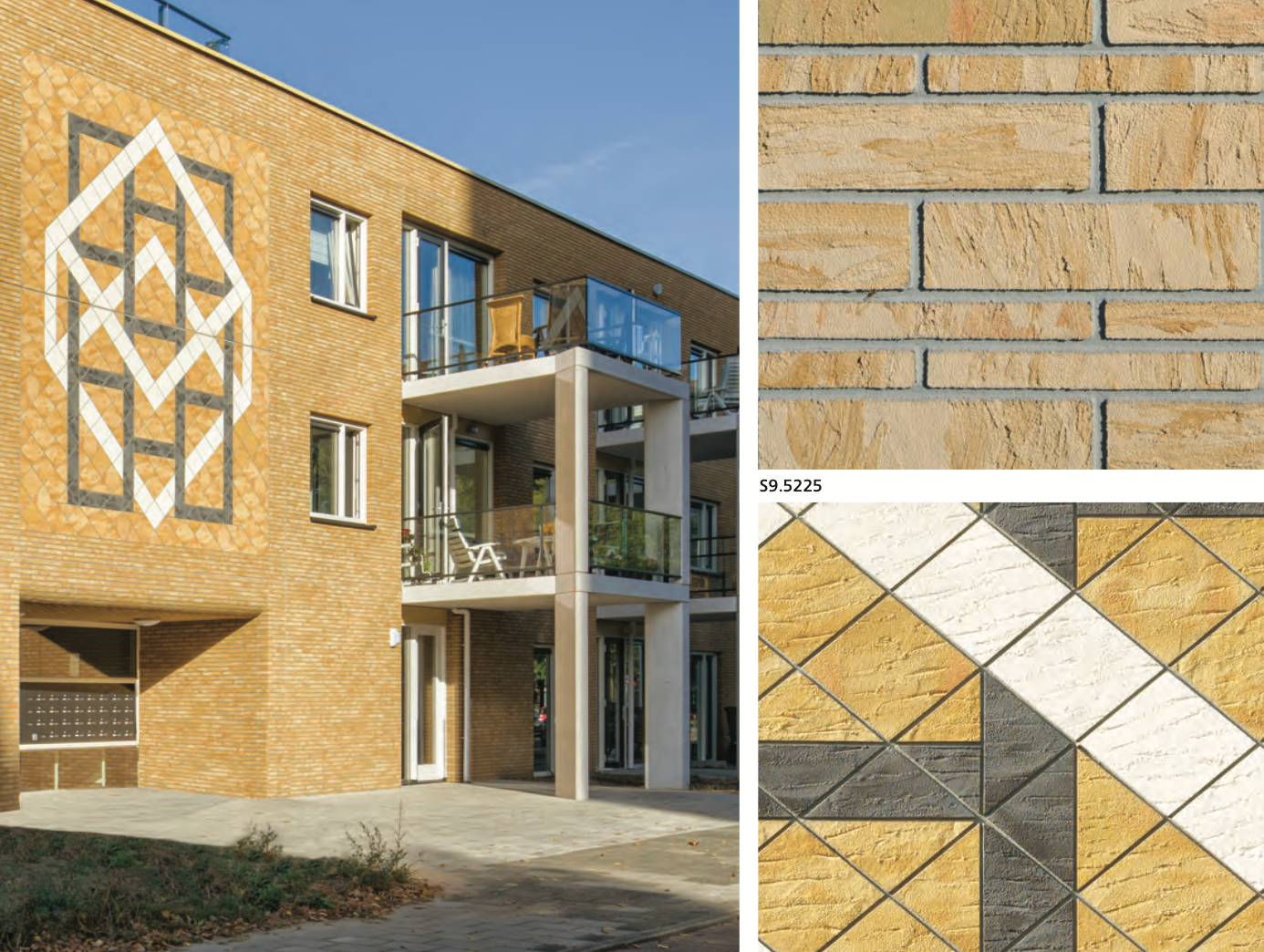 StoCast Brick applied in decorative patterns on condo building façade — lightweight, customizable cladding ideal for rainscreen and EIFS systems