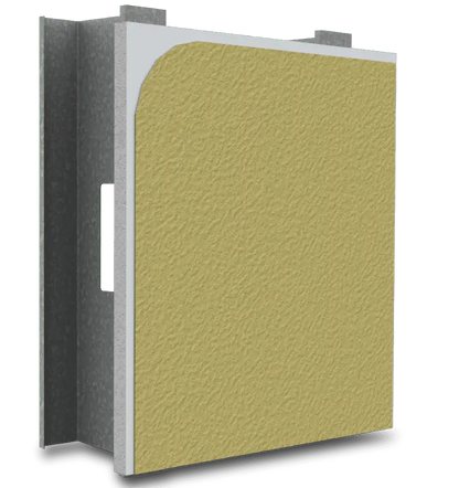 Gold Coat liquid applied membrane vapour sealant applied over DensGlass sheathing on steel framing, demonstrating effective moisture barrier in wall assembly