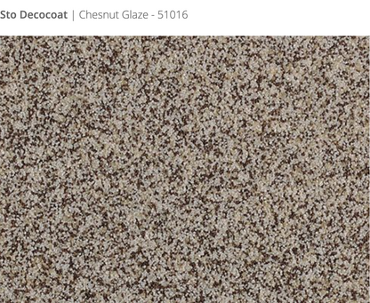 Sto Decocoat exterior finish Chestnut Glaze close-up showing textured finish, colour code 51016