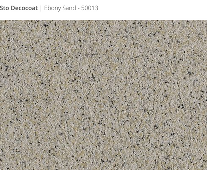 Sto Decocoat exterior finish Ebony Sand close-up showing textured finish, colour code 50013