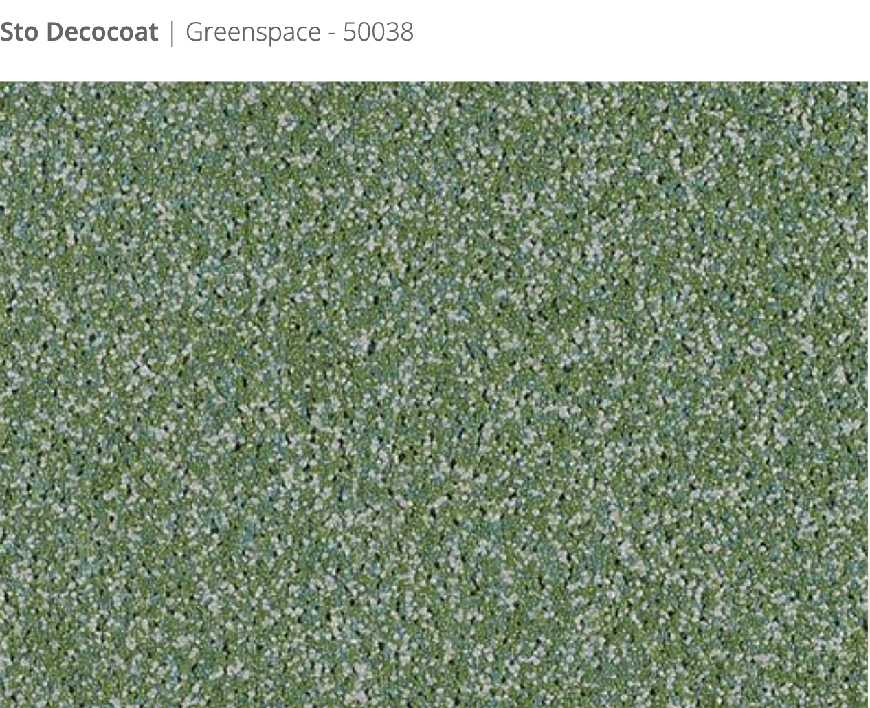 Sto Decocoat exterior finish Greenspace close-up showing textured finish, colour code 50038