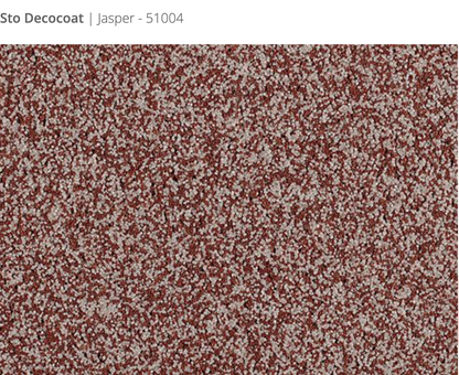 Sto Decocoat exterior finish Jasper close-up showing textured finish, colour code 51004