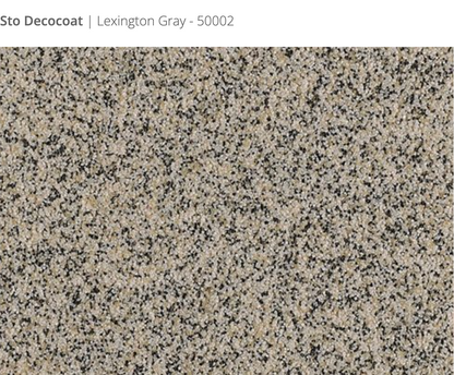 Sto Decocoat exterior finish Lexington Gray close-up showing textured finish, colour code 50002