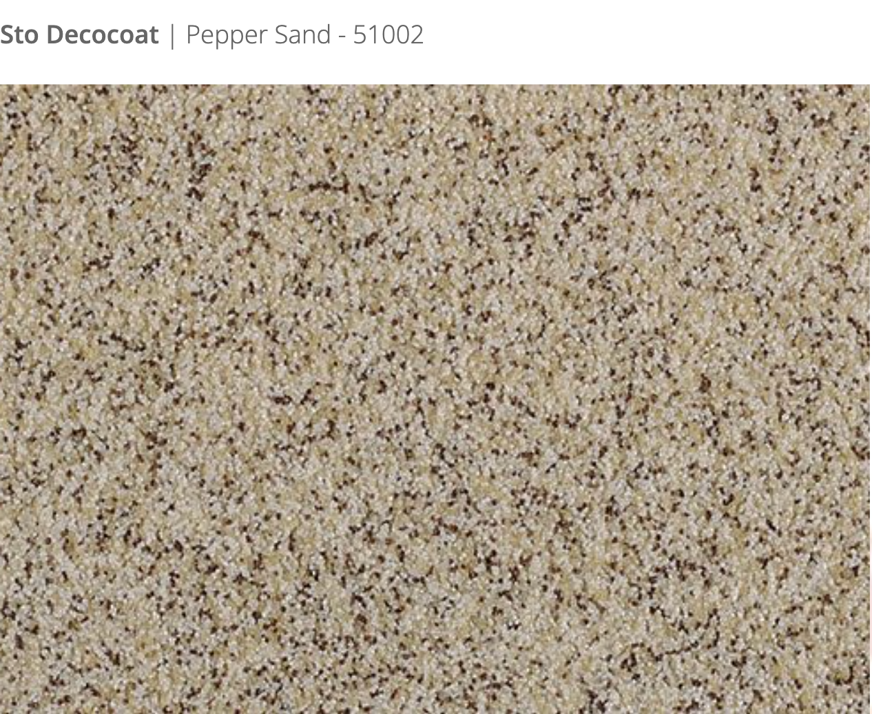 Sto Decocoat exterior finish Pepper Sand close-up showing textured finish, colour code 51002