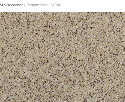 Sto Decocoat exterior finish Pepper Sand close-up showing textured finish, colour code 51002