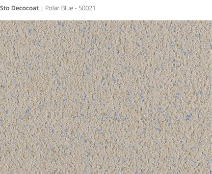 Sto Decocoat exterior finish Polar Blue close-up showing textured finish, colour code 50021