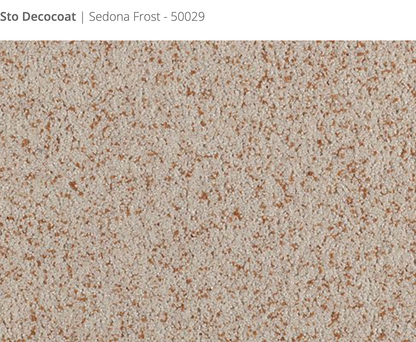 Sto Decocoat exterior finish Sedona Frost close-up showing textured finish, colour code 50029