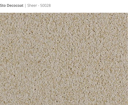 Sto Decocoat exterior finish Sheer close-up showing textured finish, colour code 50028