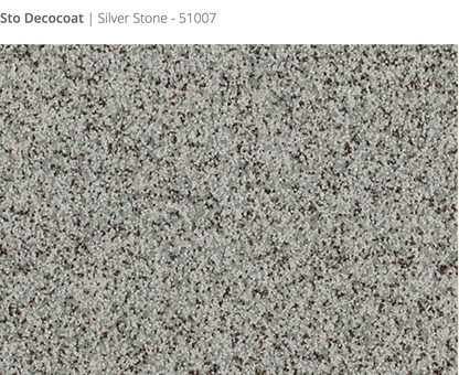 Sto Decocoat exterior finish Silver Stone close-up showing textured finish, colour code 51007