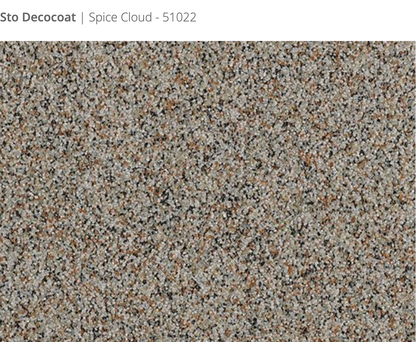 Sto Decocoat exterior finish Spice Cloud close-up showing textured finish, colour code 51022