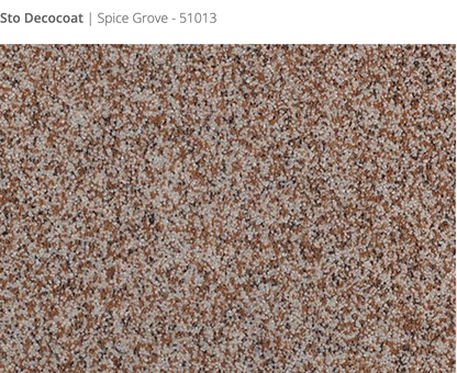 Sto Decocoat exterior finish Spice Grove close-up showing textured finish, colour code 51013