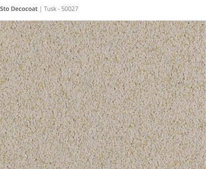 Sto Decocoat exterior finish Tusk close-up showing textured finish, colour code 50027