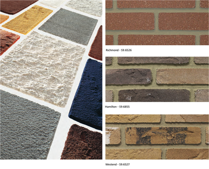 Close-up of Stocast Brick showing different colours and patterns for customizable cladding with masonry look