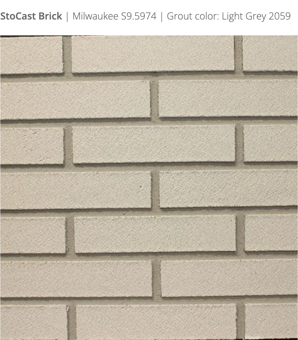 Stocast Brick close-up in Milwaukee colour, code S9.5974, with Light Grey grout, code 2059, showing detailed masonry finish