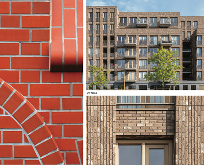 Condo building exterior finished with Stocast Brick cladding for lightweight, realistic masonry appearance