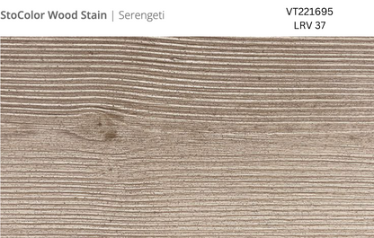 Close-up of Stocast wood with Stocolor woodstain in Serengeti colour, code VT221695, showing textured wood finish