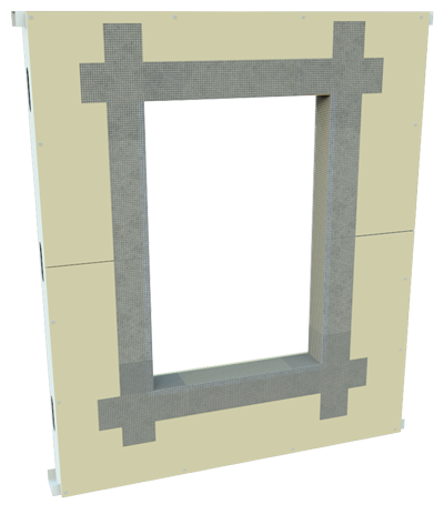 StoGuard fabric applied around window opening, bridging joints and sealing potential gaps for enhanced moisture protection in exterior wall systems